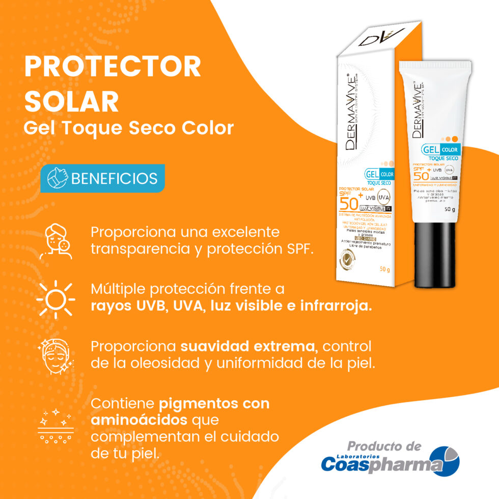 Protector Solar Gel Toque Seco Color DERMAVIVE